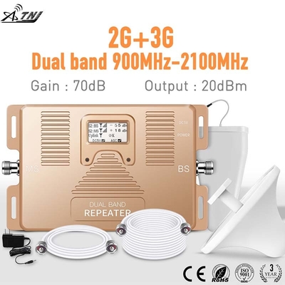 comprar 70dB amplificador dual del teléfono celular del aumentador de presión de la señal de la banda del aumento 2G 3G fabricación en línea