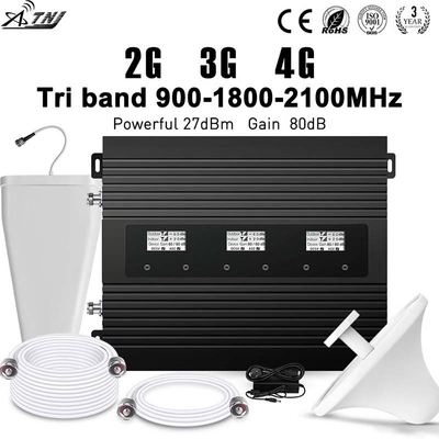 comprar repetidor multi 900MHz 1800MHz 2100MHz de la banda del aumento de 2G 3G 4G 80dB fabricación en línea